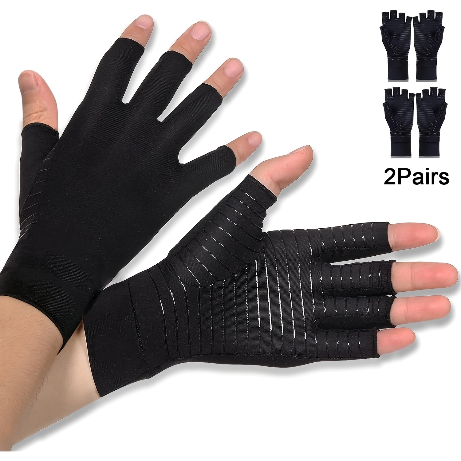 TEMU 1 Paire/ 2 Paires de gants en cuivre et nylon antidérapants, doigts, respirants, demi-doigts, pour hommes, extérieur, Noël