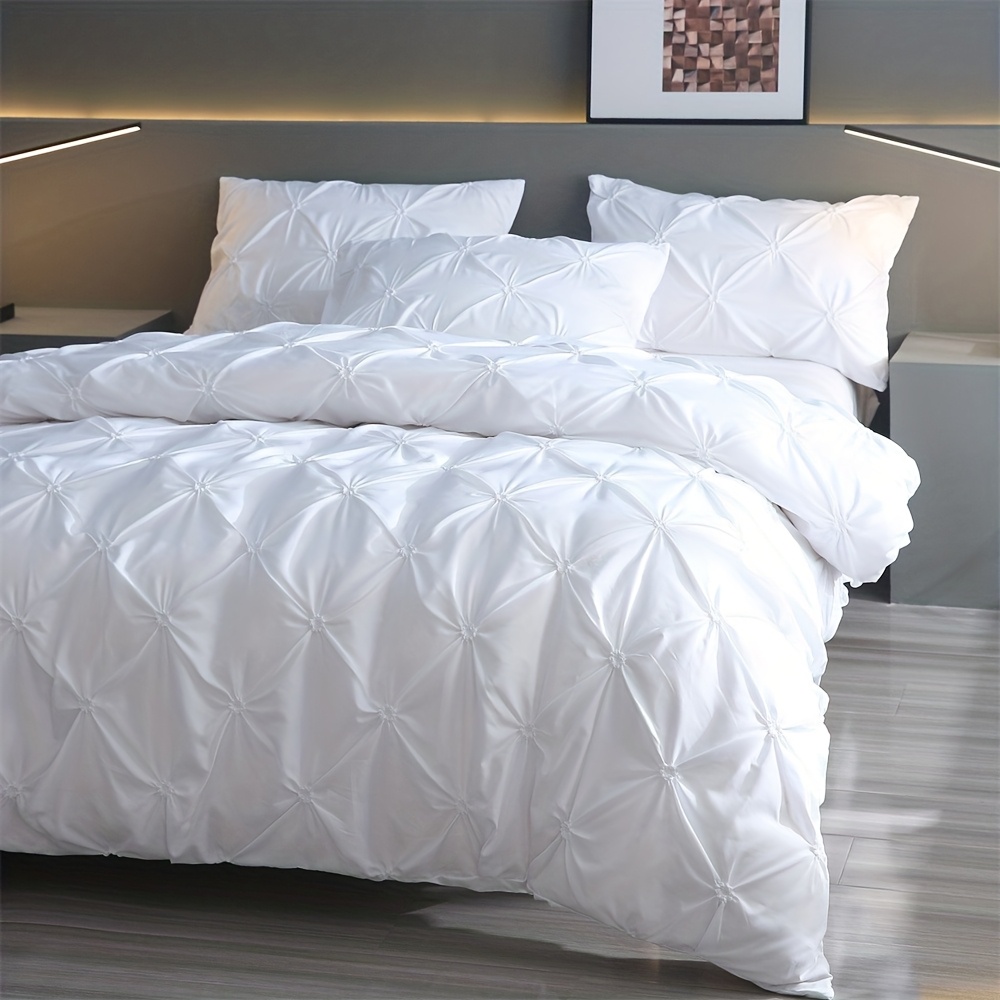 TEMU Fashionable Gathered Duvet Cover Set, Includes 1 Duvet Cover And 2 Pillowcases, Classic , Soft And Comfortable, Suitable For , Machine Washable,