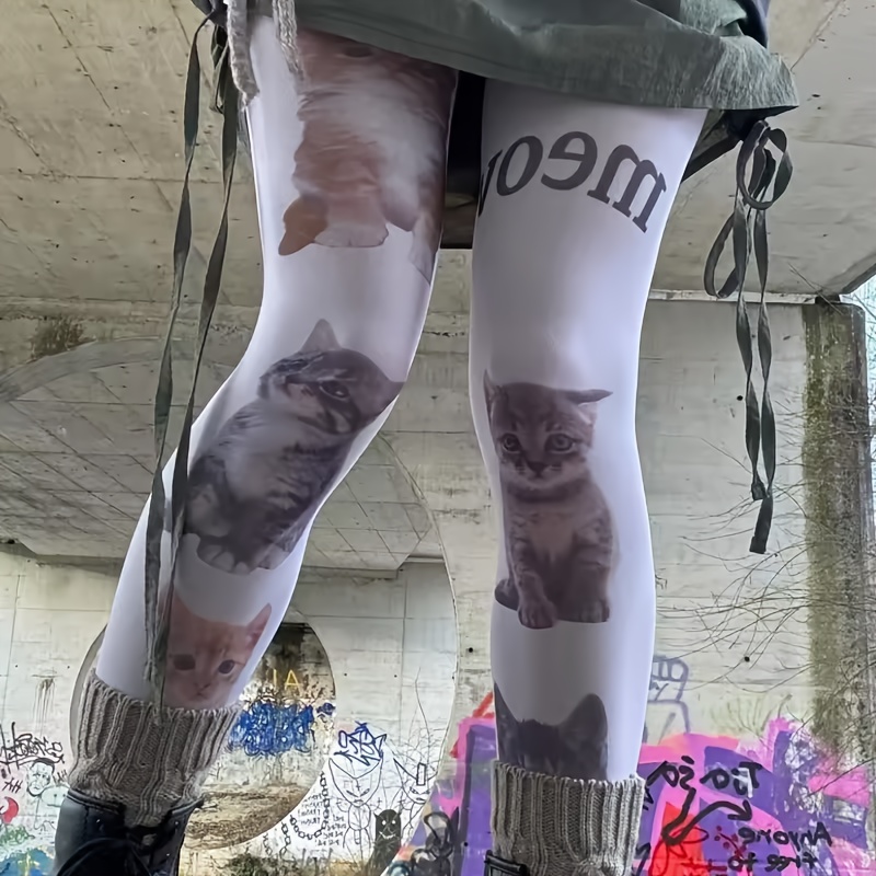 Image of Adorable White Long Socks, Perfect For Harajuku Style, Knee-high Pantyhose In Y2k Fashion For Role-playing, Ideal For 2000s Emo