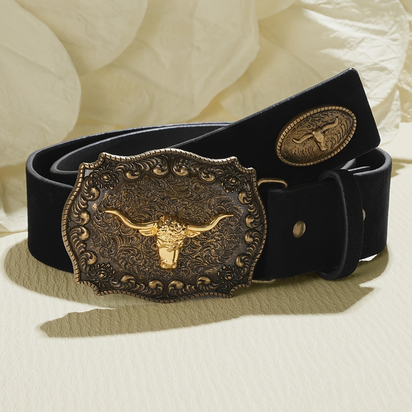 TEMU 1pc Women's Vintage Carved Animal Belt, Western Style Belt Fashion Accessory For Trousers And Dresses, Suitable For Daily Wear, Gatherings,