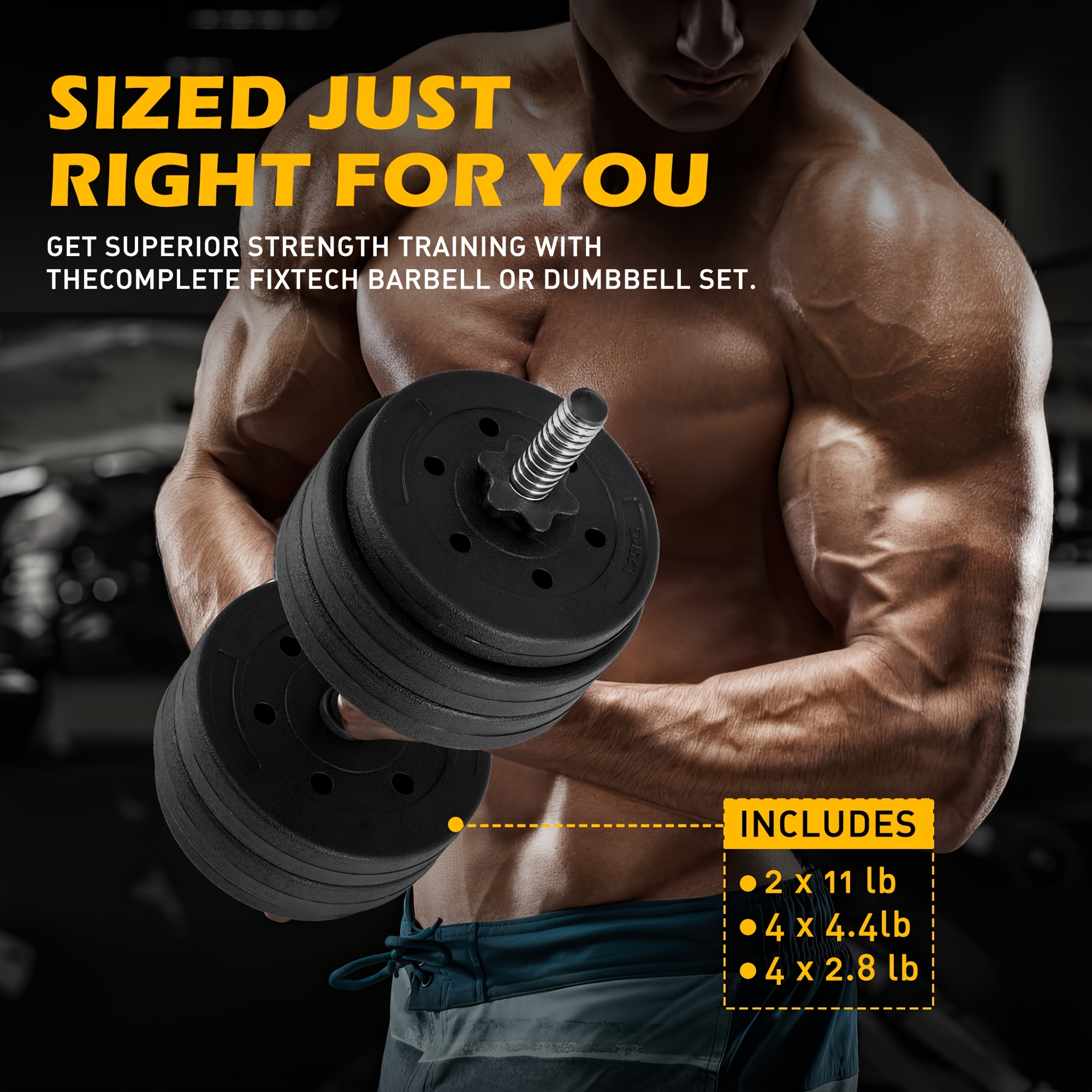 70LB 2in 1 Barbell Set, Curl Bar & Weights, Lifting Dumbbells Used As Barbell for Whole Body Workouts