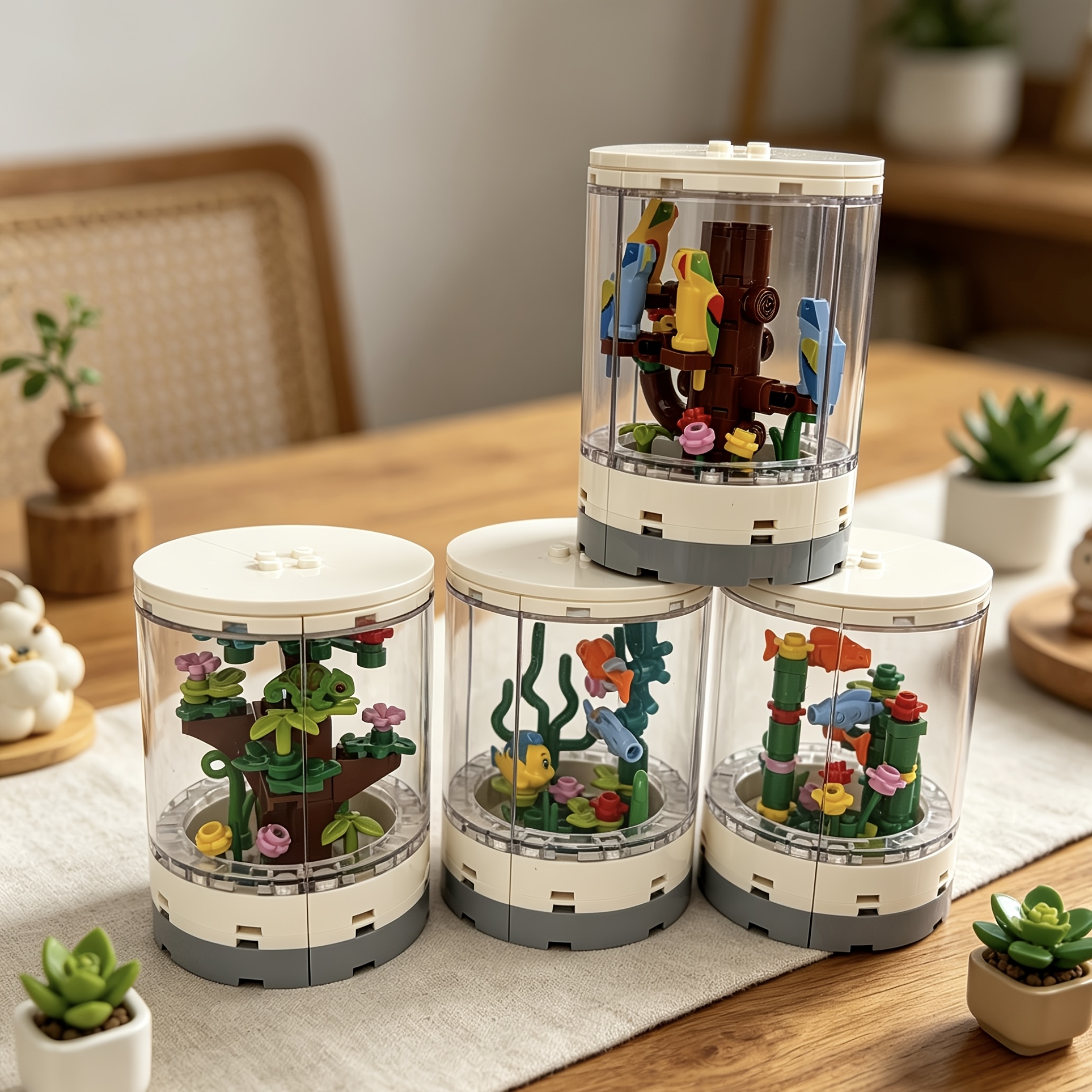 Creative Home DIY Small Particle Building Block Toy Aquarium Scene