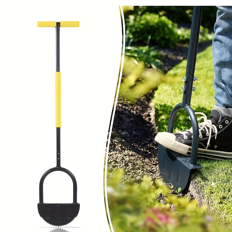 

Saw-tooth Edger Lawn Tool, Half Moon Lawn Edger With , Sidewalk Grass Long Handled Step Edger, 46-inch Carbon Steel Manual Trimming Shovel For Garden Park Yard