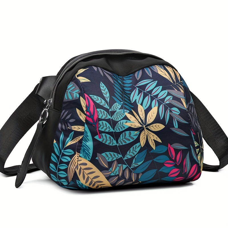 

Women's Fashion Shoulder Bag, Large Capacity Nylon Crossbody With Floral Print, Durable Casual Handbag For Ladies And Moms, Random Zipper & Pattern