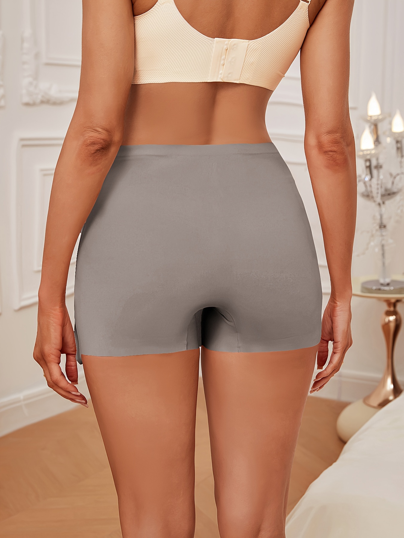 1pc Solid Seamless Scallop Trim Skirt, Sporty Comfy Breathable Petticoat, Women's Underwear & Shapewear