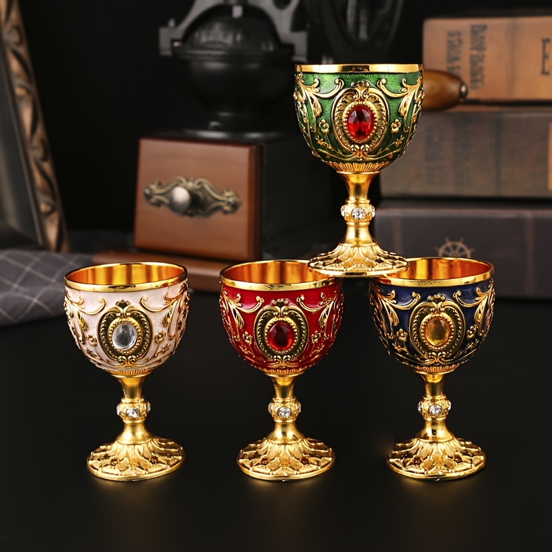 1pc chalice goblet vintage metal wine glass stemmed champagne cup embossed goblet for bar pub club restaurant use home decor room decor summer drinkware accessories details 5
