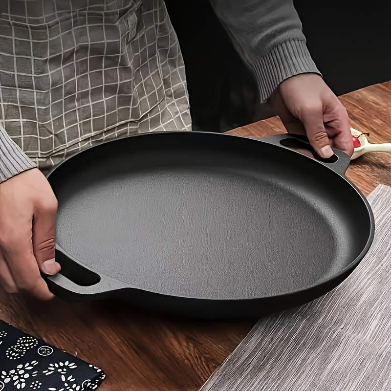 TEMU 1pc Of Versatile Cast Iron Griddle - A Pan Suitable For Pizza, Bbq, And Pancakes - Works With All Types Of Stovetops, Perfect For For Home Kitchens And Outdoor Cooking