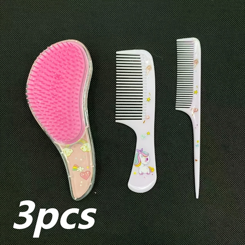 TEMU 3 pièces, ensemble de peignes cartoon, -, peigne de coiffure nœuds, adapté à l'utilisation sur cheveux mouillés