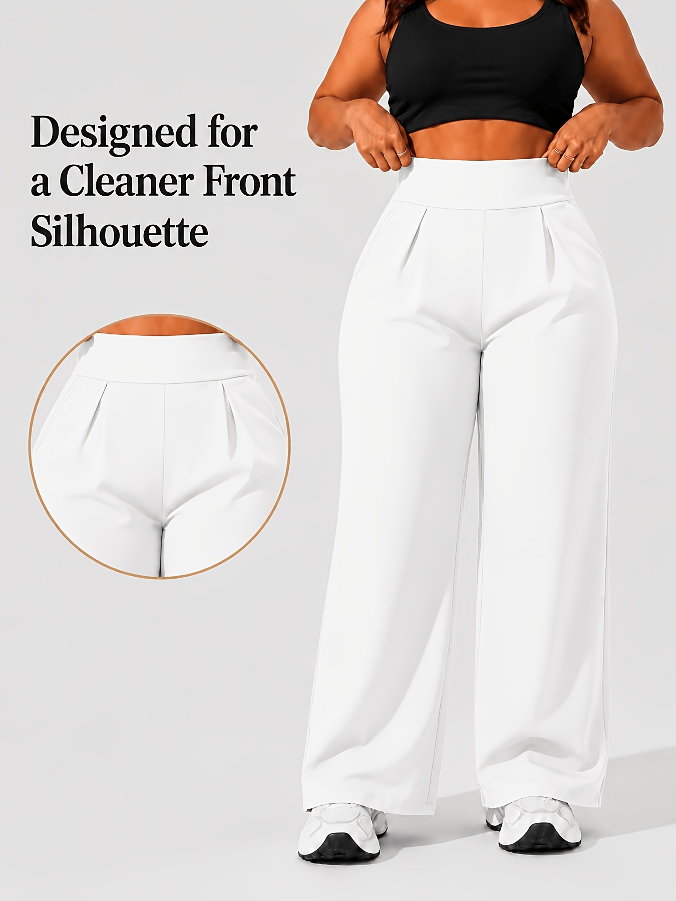 Pantalon Yoga Femme Grande Taille Pantalon de yoga grande taille taille haute jambes larges pour femmes 0XL-4XL Contrôle du ventre Anti-boulochage Anti-penetration Plissé avant Trousseaux latéraux profonds Double face Super doux 4 directions extensible Pantalon de sport décontracté pour yoga Salle de sport Travail en extérieur Toutes saisons