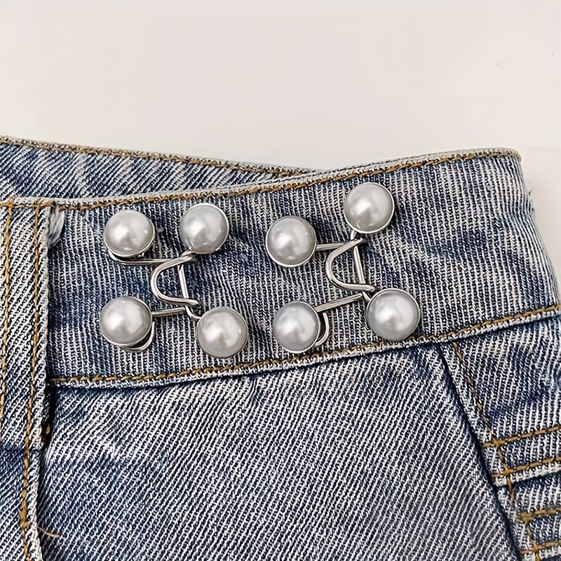 8pcs adjustable denim waist tighteners elegant simple metal jean button pins for womens pants     waistband adjusters no sew   enhancers details 3