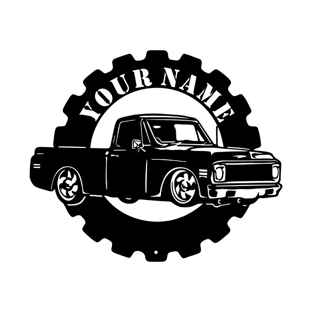 TEMU Custom Vintage Truck Metal Wall Art - Personalized Garage Decor, Heavy-duty Iron Indoor Hanging Piece For Man Cave, Home Office - Car Enthusiast