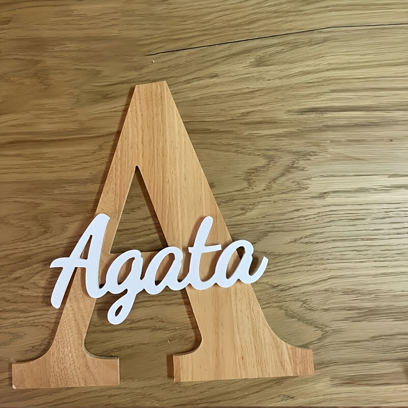 TEMU 1pc Customized Personal Wooden Letter Sign, Custom Name Wall Decoration, Name House Number Sign, Universal Holiday Decor, No Electricity Required, No Feathers