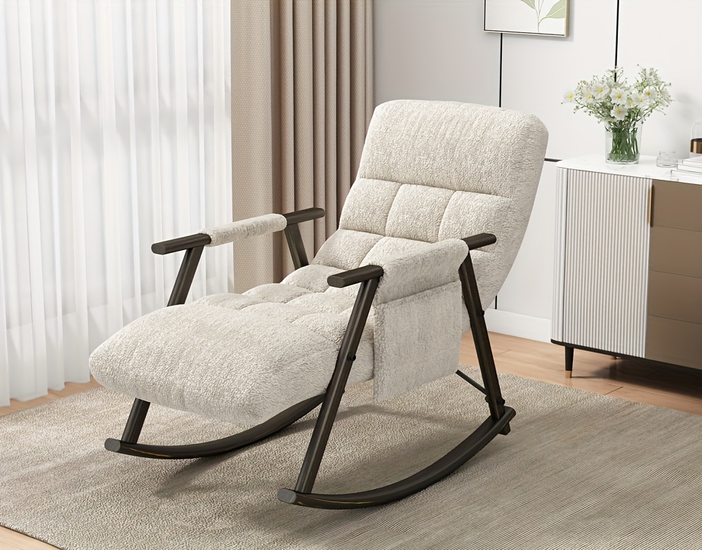 42 2 inch velvet adjustable backrest and footrests with side pockets casual rocking chair is suitable for living rooms and apartments Product details 0