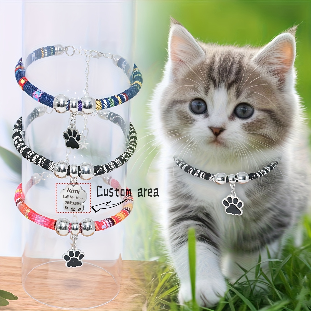 GARENAS Pearl Dog Necklace Collar Jewelry For Puppy Puppy Shiny Rhinestone Cat Wedding Collar Pet Pink