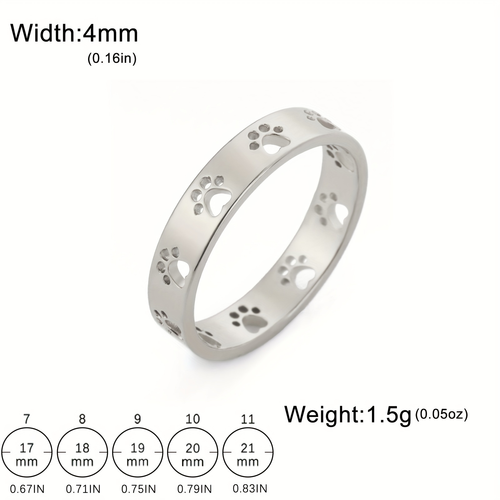 1pc Men's Hollow Cat Paw Ring Fashion Stainless Steel Animal Wedding Ring Birthday Gift For Girlfriend