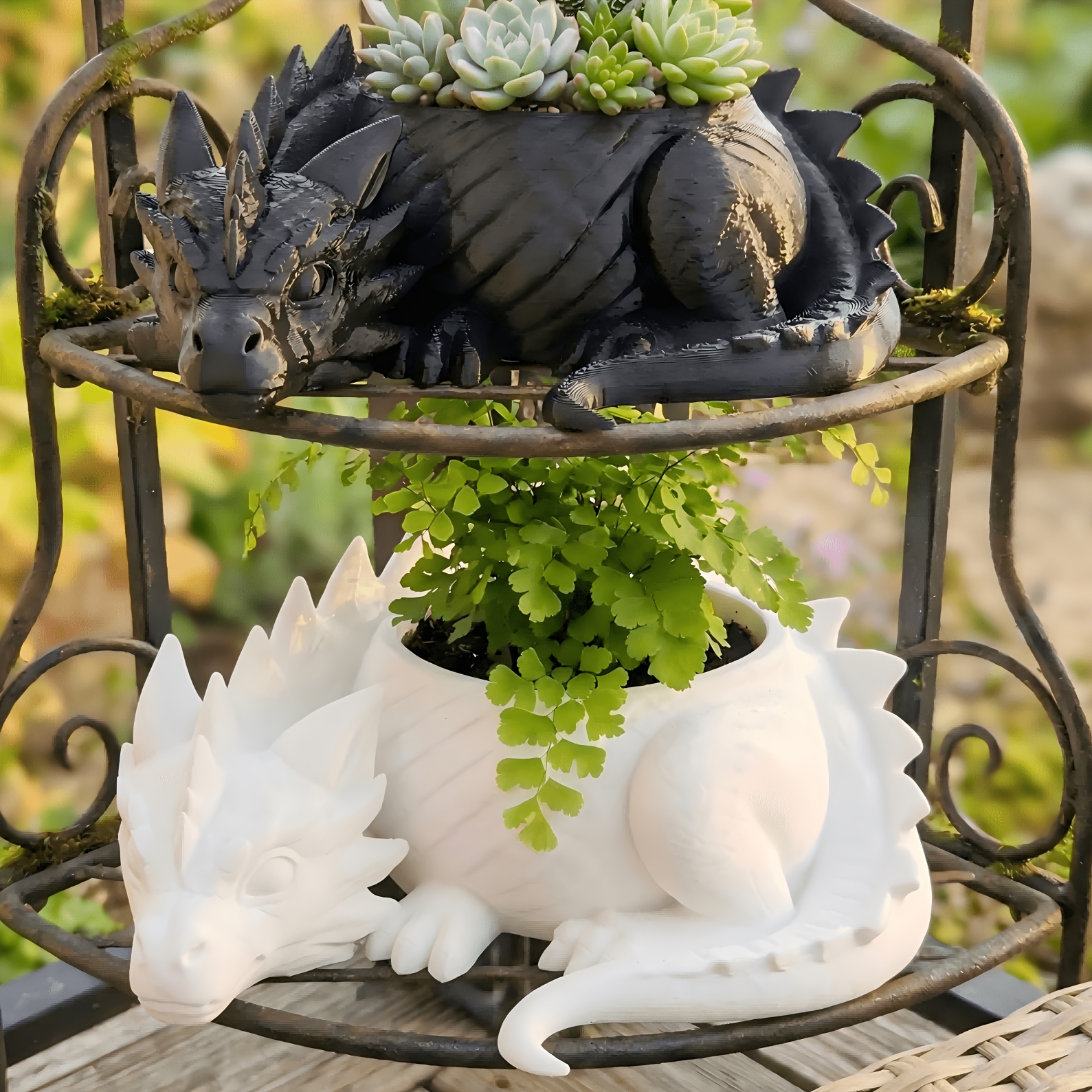 fantasy guardian dragon shaped planter exquisite   carving fun reclining dragon design universal for succulents and small   dual use for balcony garden decoration and planting