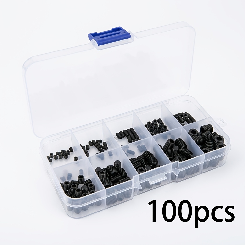 TEMU 100pcs Black Hex Socket Screws Bolts Stainless Steel Grade 12.9 Screw Set M3/m4/m5/m6/m8 Black Hex Head All Head Anchor Bolts, Fixing Screws