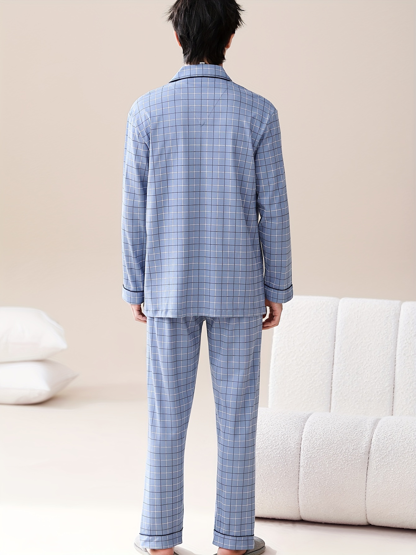 men's 100% cotton luxurious long sleeve pajama pants large
