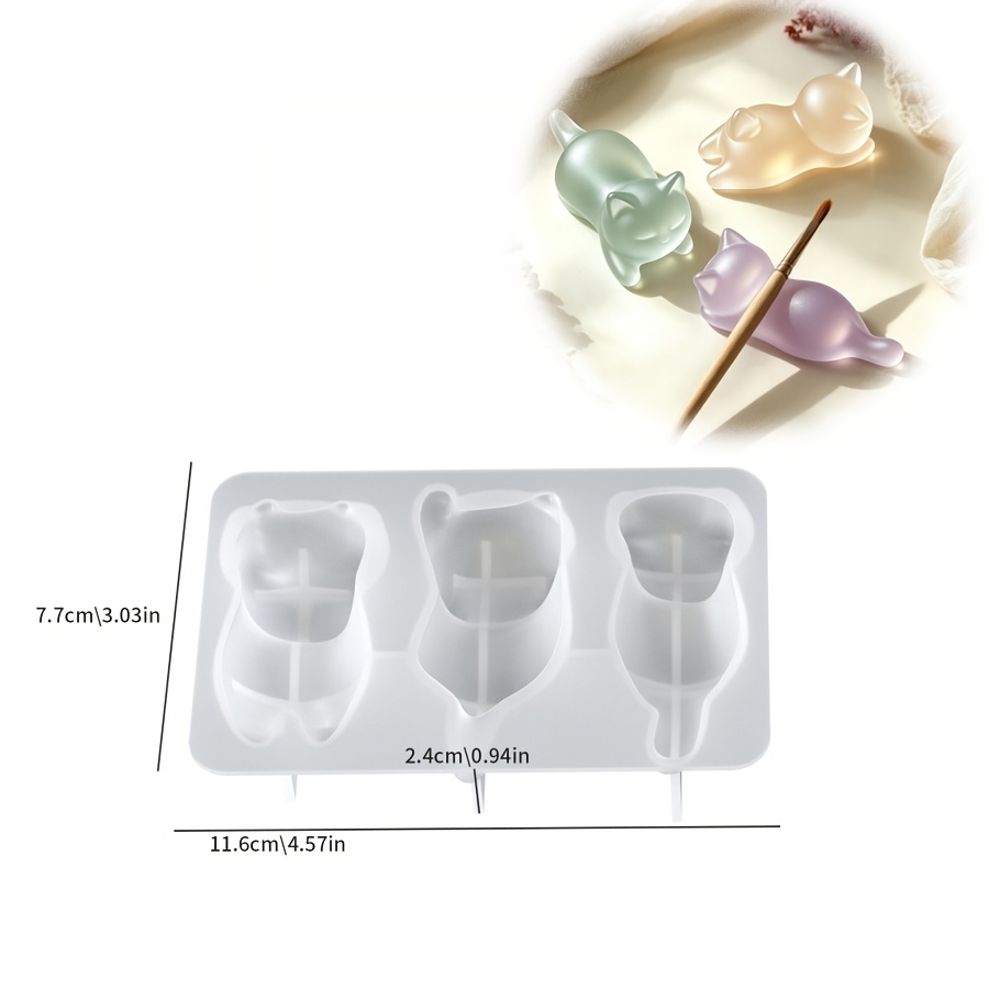 TEMU Resin Silicone Mold - Lying Cat Shaped Silicone Mold For Epoxy Resin, Plaster, Pen Holder, Candle Pouring Special Mold, Used To Make Cat Desktop