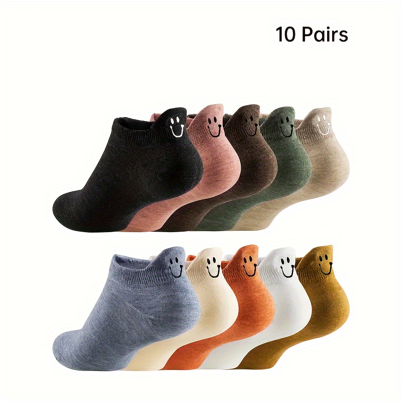 

10 Pairs Of Comfortable Anti-slip Sports Socks In A Korean College Style For Spring And Autumn, Japanese-style Short Socks.