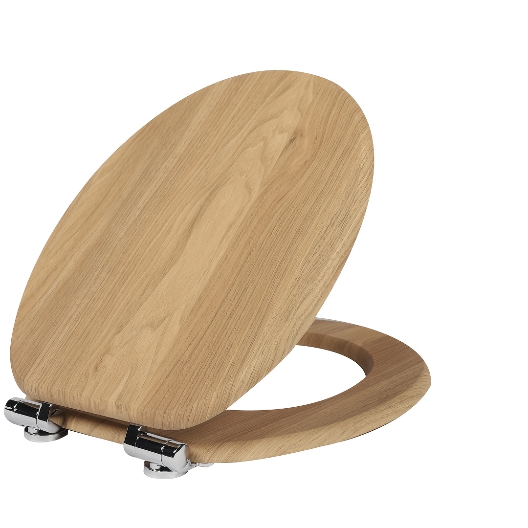 TEMU de inodoro , de inodoro de MDF, de cierre , fácil de limpiar, de inodoro con bisagras ajustables, de inodoro de madera, calidad resistente