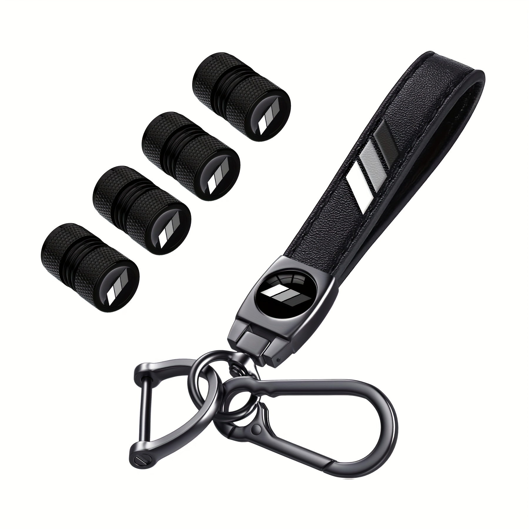 TEMU Authentic Faux Leather Car Keychain Featuring Tire Valve Stem Caps Designed For Tacoma, 4runner, Tundra, Rav4, Highlander, And Trd Additions. A