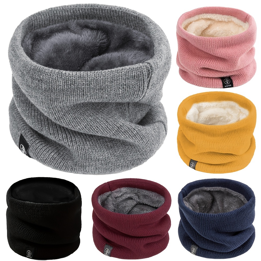 

1pc Knit Scarf With Integrated Mask - 100% Polyester, Thickened , Multifunctional Neck Gaiter For Outdoor Activities, Cycling, Cold-proof