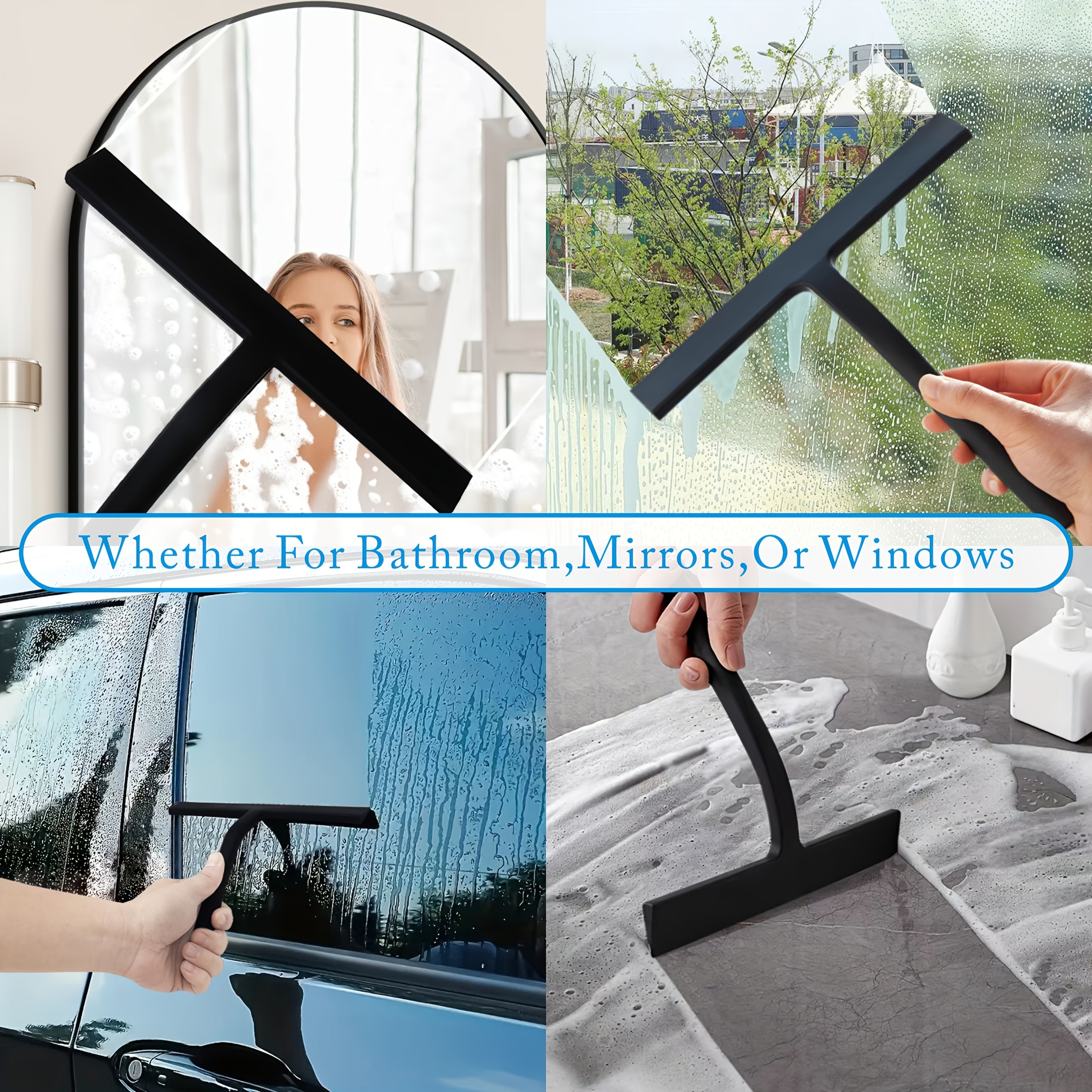 1pc premium silicone shower squeegee with   iron stand   bathroom mirrors glass car windows versatile cleaning tool for home office bathroom cleaner details 5