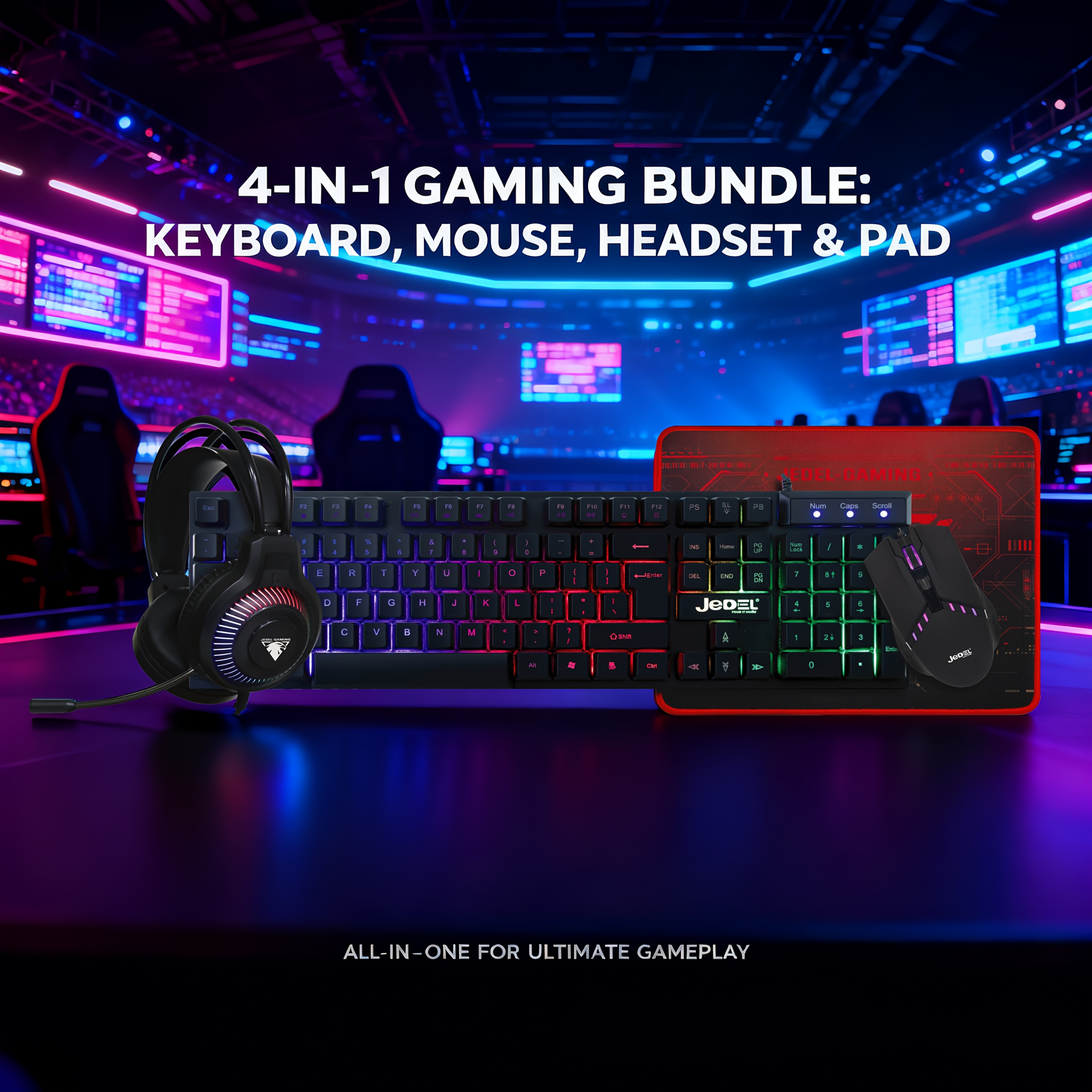 1 Set Of Four In One Wired Gaming Mechanical Keyboard Set, Keyboard+Headphones+Mouse+Mouse Pad, Designed for Elite Players, One Box for Complete Game Configuration, Perfect Gift for Birthdays/Halloween/Christmas