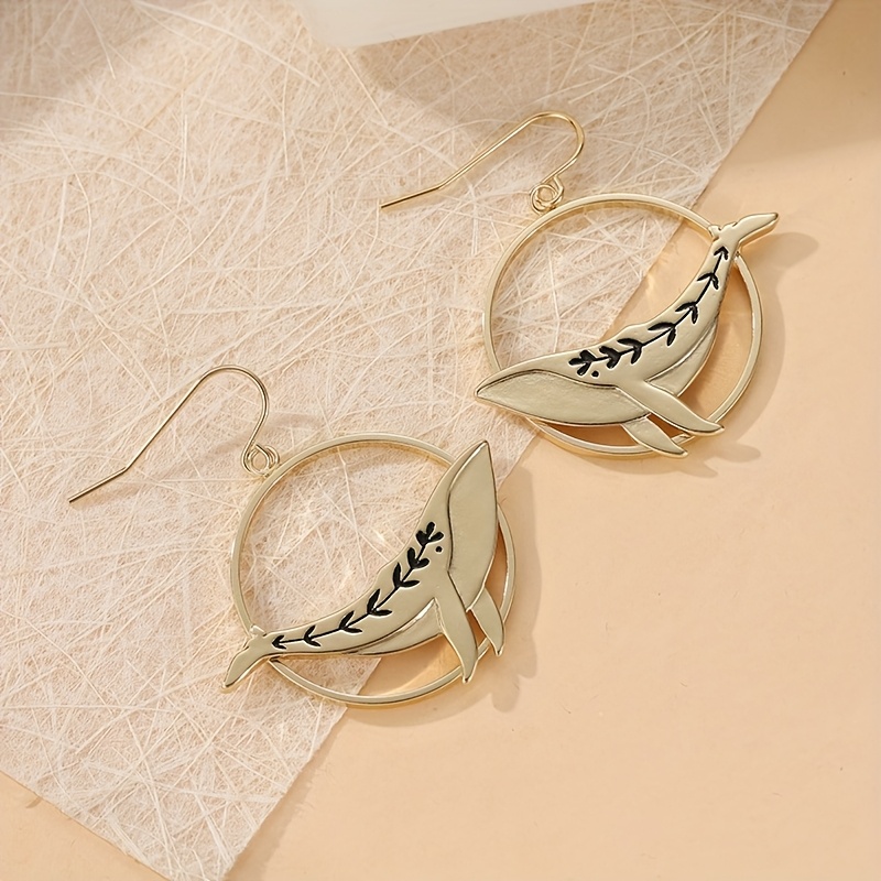 E-shop Vintage Messing Ring-Ohrringe, böhmischer Stil goldfarbene Kupfer-Ohrringe, geeignet für den bei Banketten, Weihnachtsgeschenk-Schmuck