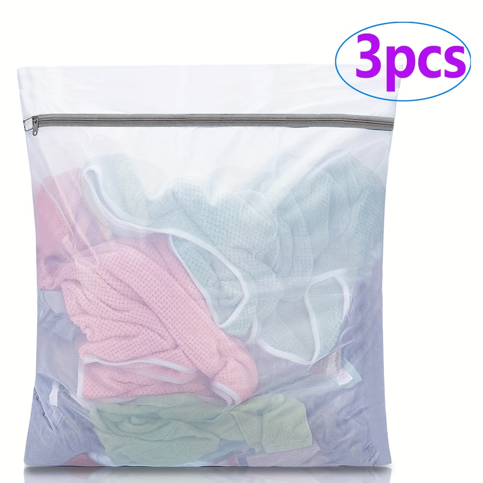 TEMU Juego de 3/5 bolsas de malla para lavandería, adecuadas para ropa , bolsas para lavadora, aptas para ropa interior, sujetadores, calcetines,