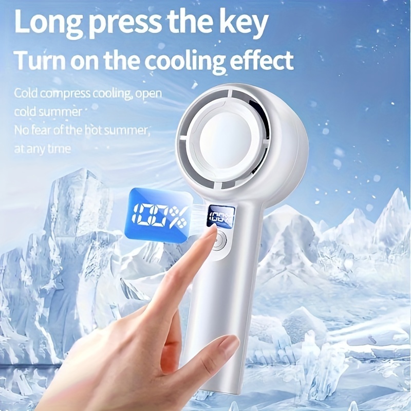 

1200mah Portable Handheld 5-speed Digital Display Fan Small Cooling Fan Usb Rechargeable Mute Cooler Handheld Fan Outdoors Mini Turbofan