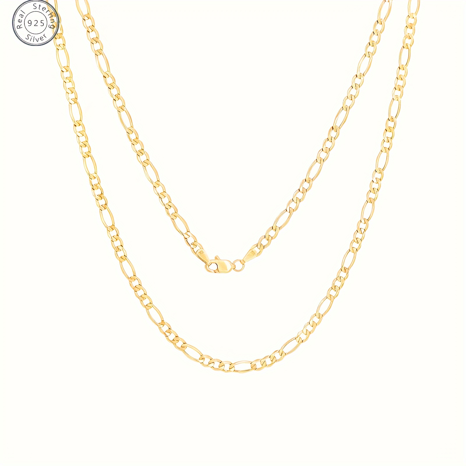 

925 Silver 18k Golden Plated Chain 5mm/20in Diamond Cut Chain And Lobster Clasp Pairing Presented In A Beautiful Box