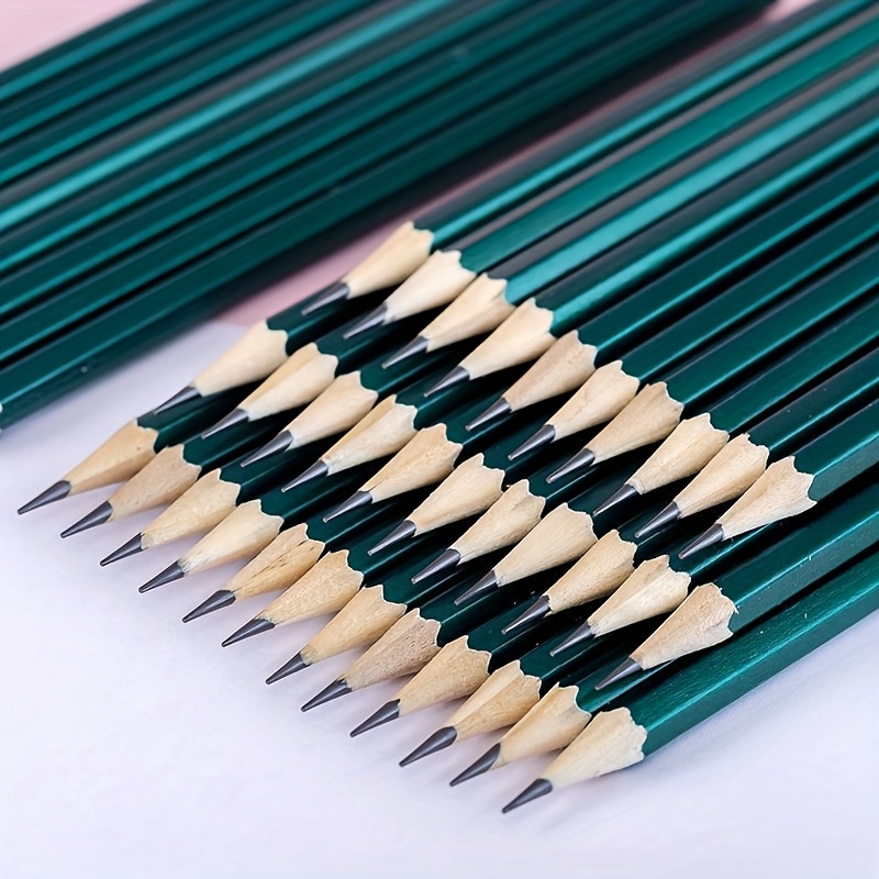 50 100 hb wooden pencils writing stationery drawing pencils hexagonal small green pole pencils details 2