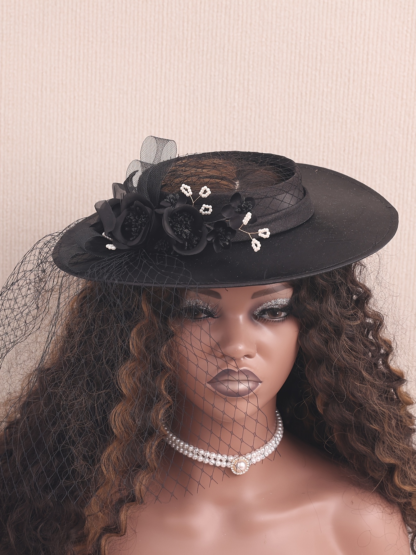 Elegant Black Floral Women\'s Hat Amazon.com: Women main image 3