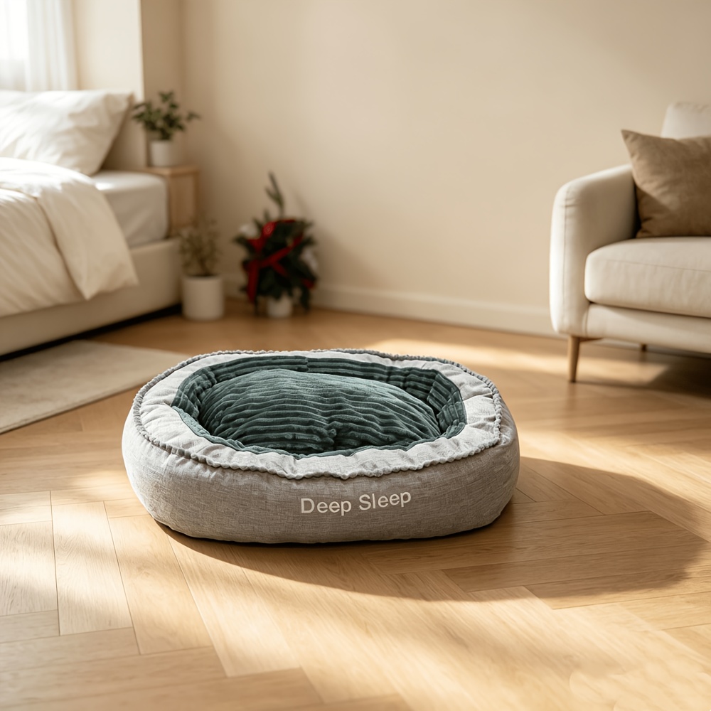 TEMU Extra pour grand lit orthopédique ovale pour chien en mousse à mémoire de , coussin lavable et séparable, fond antidérapant, canapé pour animaux