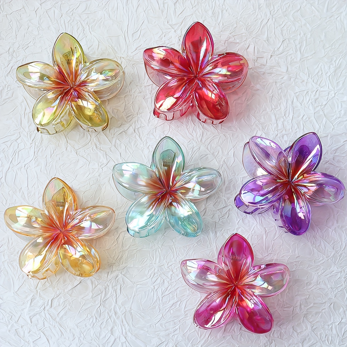 

6pcs Elegant Resin Flower Hair Claw Clip Set Simple Style Shark Clip Hair Accessories For Women Daily Use