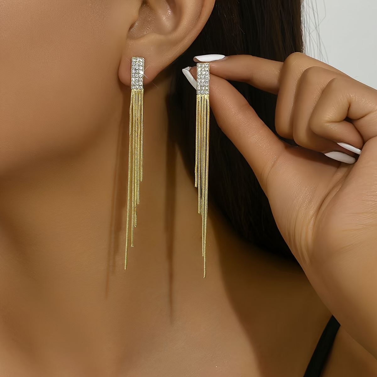 elegant tassel earrings women 18k golden plated copper Temu
