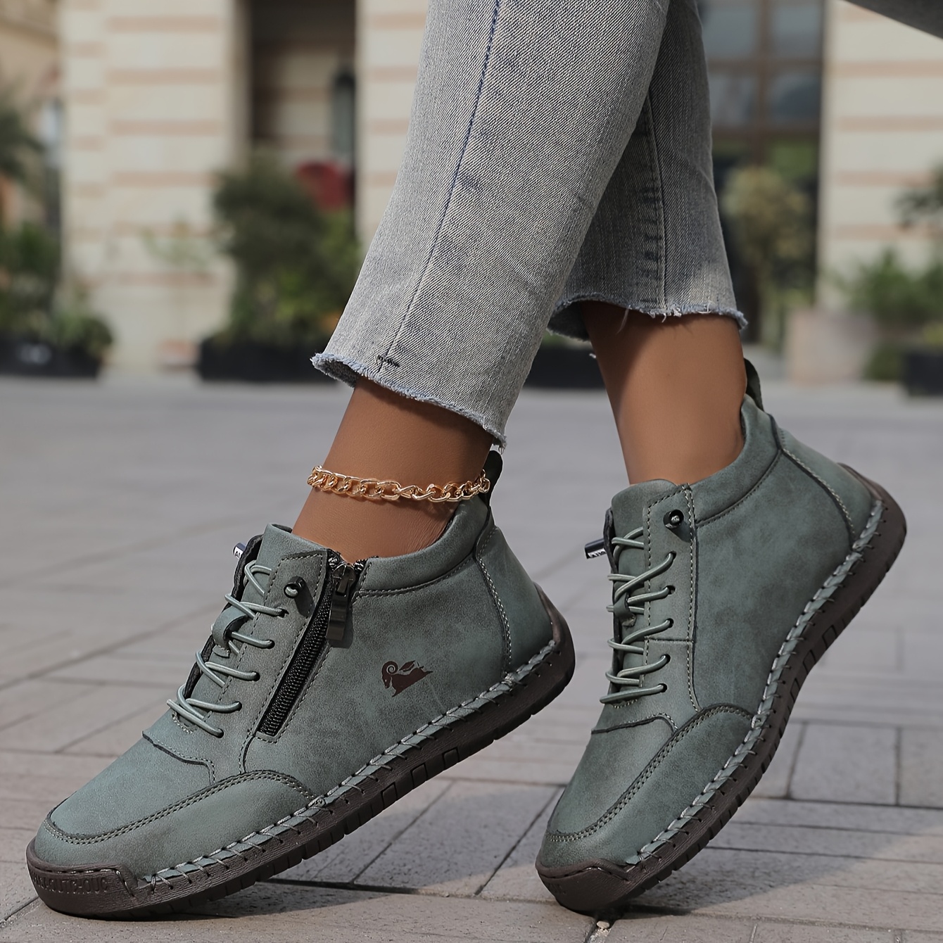 Couple Style Hand-sewn Stitching Work Boots Zhongbang Lazy Short Boots Outdoor British Casual Shoes Fashion Trendy All-match, Women Shoes