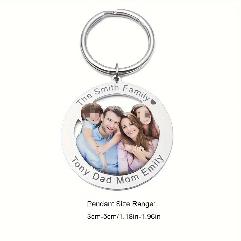TEMU Llavero con foto personalizada - Colgante de grabado a medida, de acero inoxidable, regalo para aniversarios o festivos