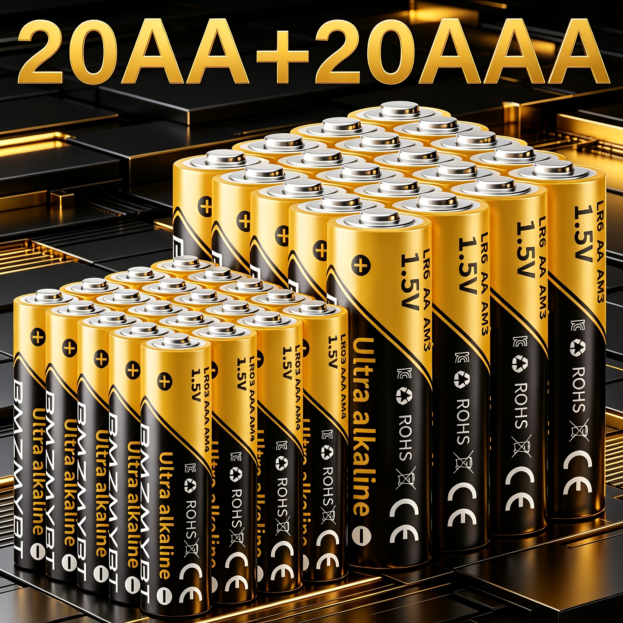 20pcs Aa+20pcs Aaa Batteries | Long- For Toys, Remotes, Clocks, Radios, Flashlights, Keyboards, Mice & All Household Electronics