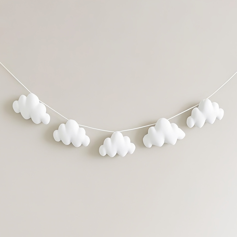 E-shop 3D vorgefädelte Filz-Wolken-Girlande mit wolkenförmigen Buchstaben & geeignet für Kinderzimmer, Party, Babyparty, Geschlechtsenthüllung –