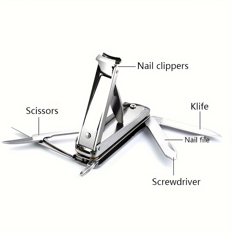 

Stainless Steel Nail Clippers Multi-tool, Modern Style, Foldable Pocket Knife With Scissors, Nail File, And Screwdriver, Sharp And Smooth Blade For Personal Care