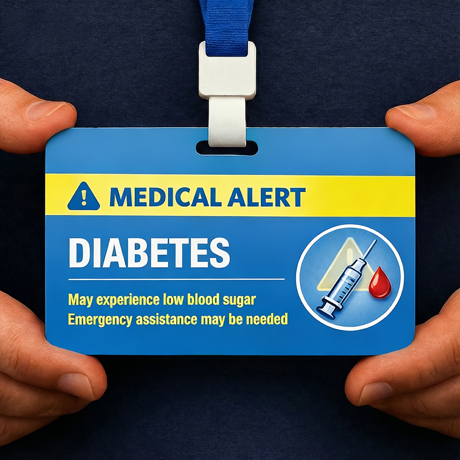 E-shop 1 SET Medizinische Warnkarte Diabetes | Tragbare PVC-Warnkarte mit Nackenband für Erwachsene, Senioren, Reisen, Schule, täglichen Gebrauch