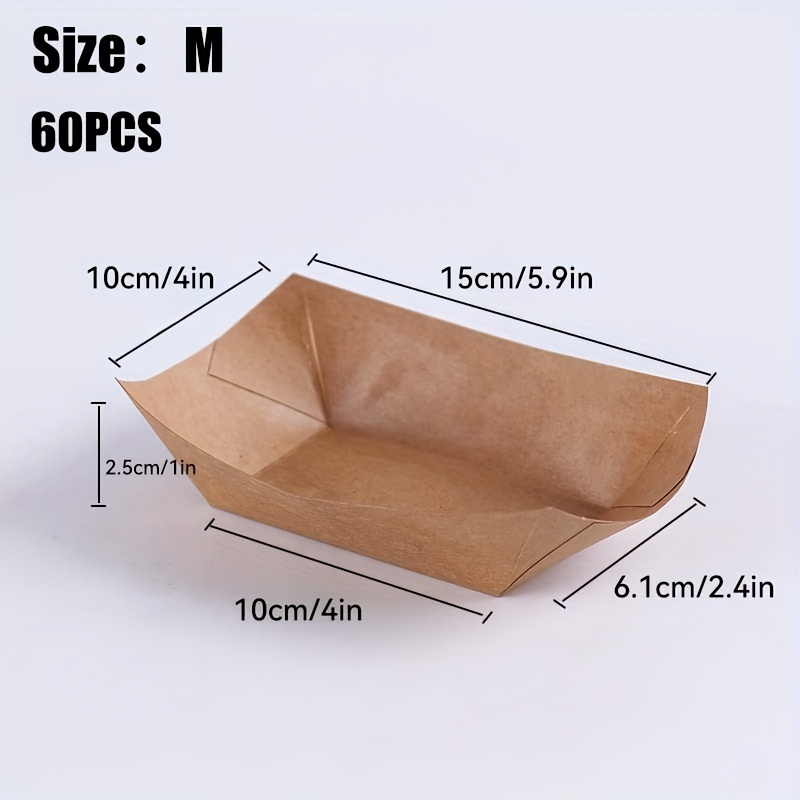 Image of 60pcs Heavy-duty Paper Food Trays - Disposable Serving Boats For , , , Tacos, Bbq, Popcorn - Perfect For Parties, Picnics, Weddings (brown), , Food Trays