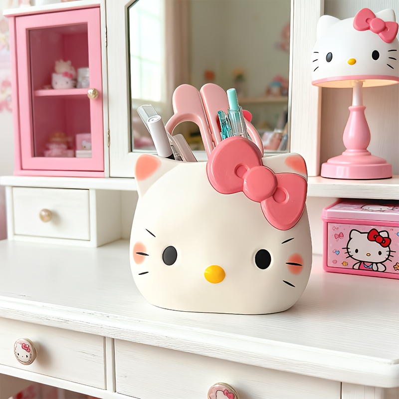 Sanrio Hello Kitty Pen Holder, a Cute Cartoon-Shaped Desktop Storage Box. This Adorable Kitty Design Multifunctional Storage Cylinder Can Hold Pens, Markers, Various Brushes 11 Sanrio Hello Kitty Pen Holder, a Cute Cartoon-Shaped Desktop Storage Box. This Adorable Kitty Design Multifunctional Storage Cylinder Can Hold Pens, Markers, Various Brushes