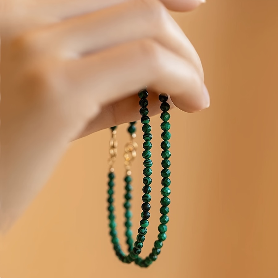 

Elegant Malachite Beaded Bracelet - Natural Stone, & For Casual Attire, Perfect Gift For Couples, Design, Cute Jewelry