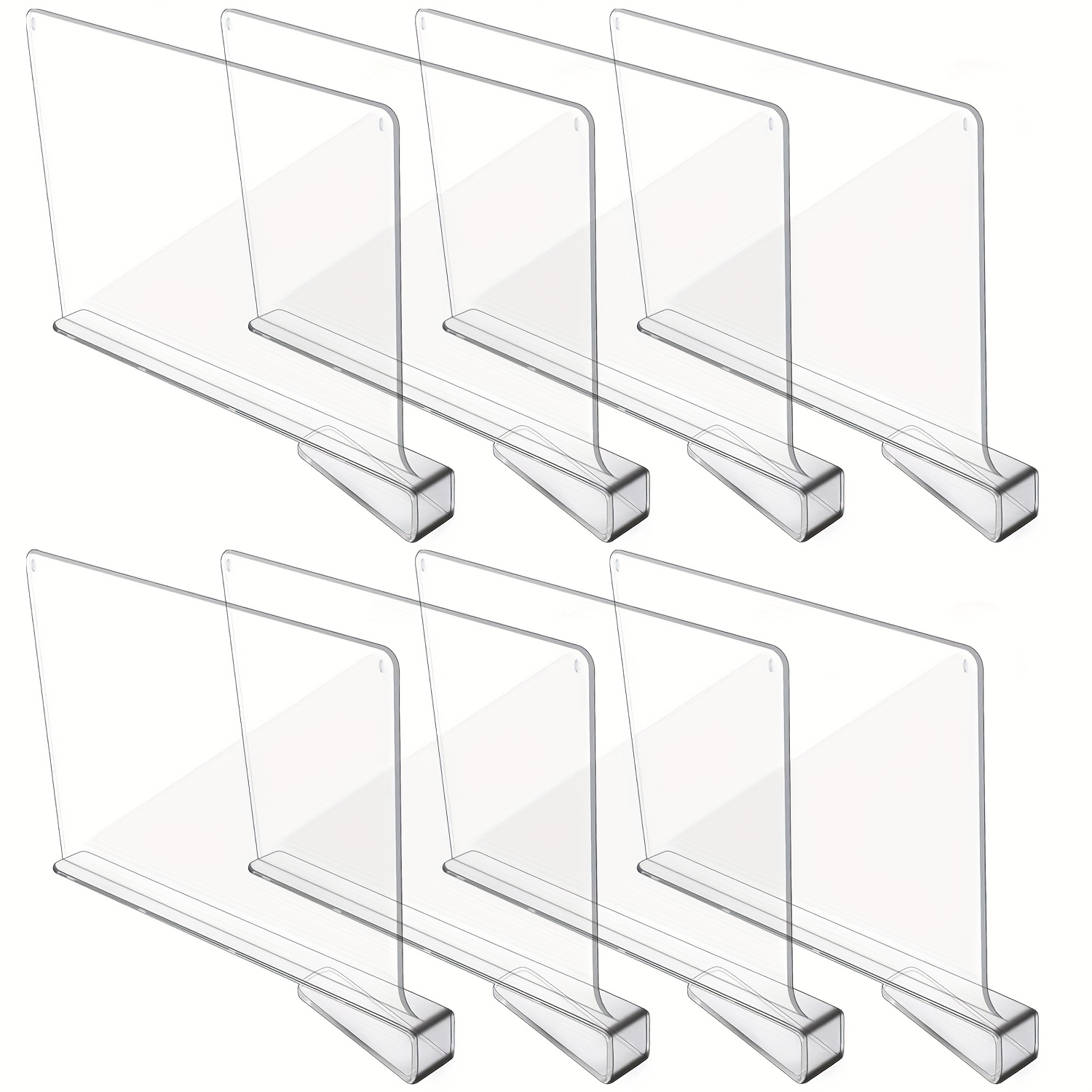 8pcs clear closet organizer dividers heavy duty adjustable shelf separators transparent wardrobe shelf organizers for clothes shelves drawers space saving storage solution for home office retail stores easy to clean plastic construction versatile placement easytoclean material     small   shelf dividers