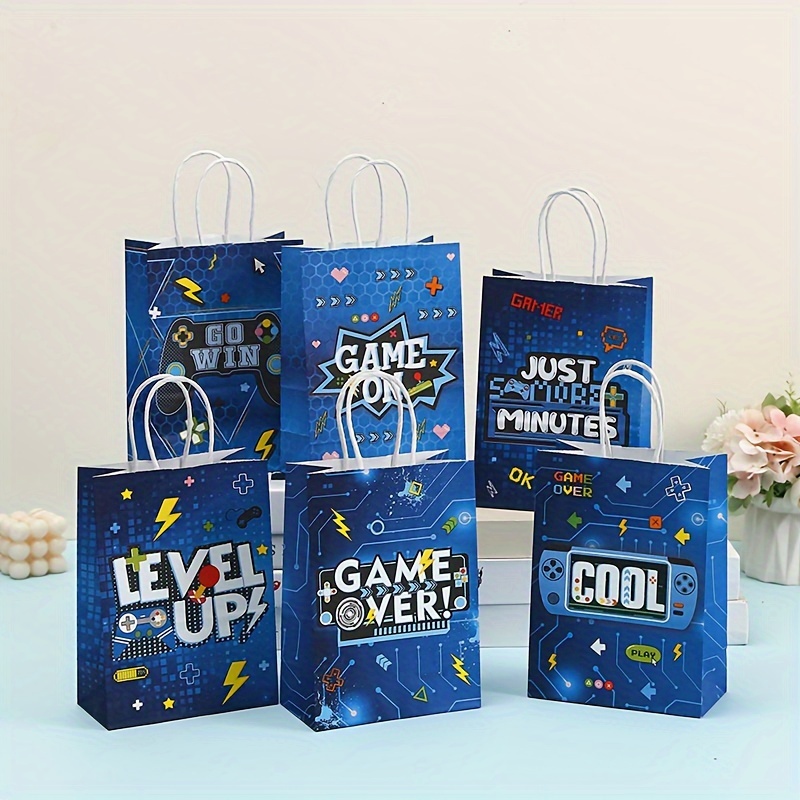 

24pcs Paper Tote Bags With Game Theme - Party Favors, Birthday Gifts, Holiday Presents & Shopping