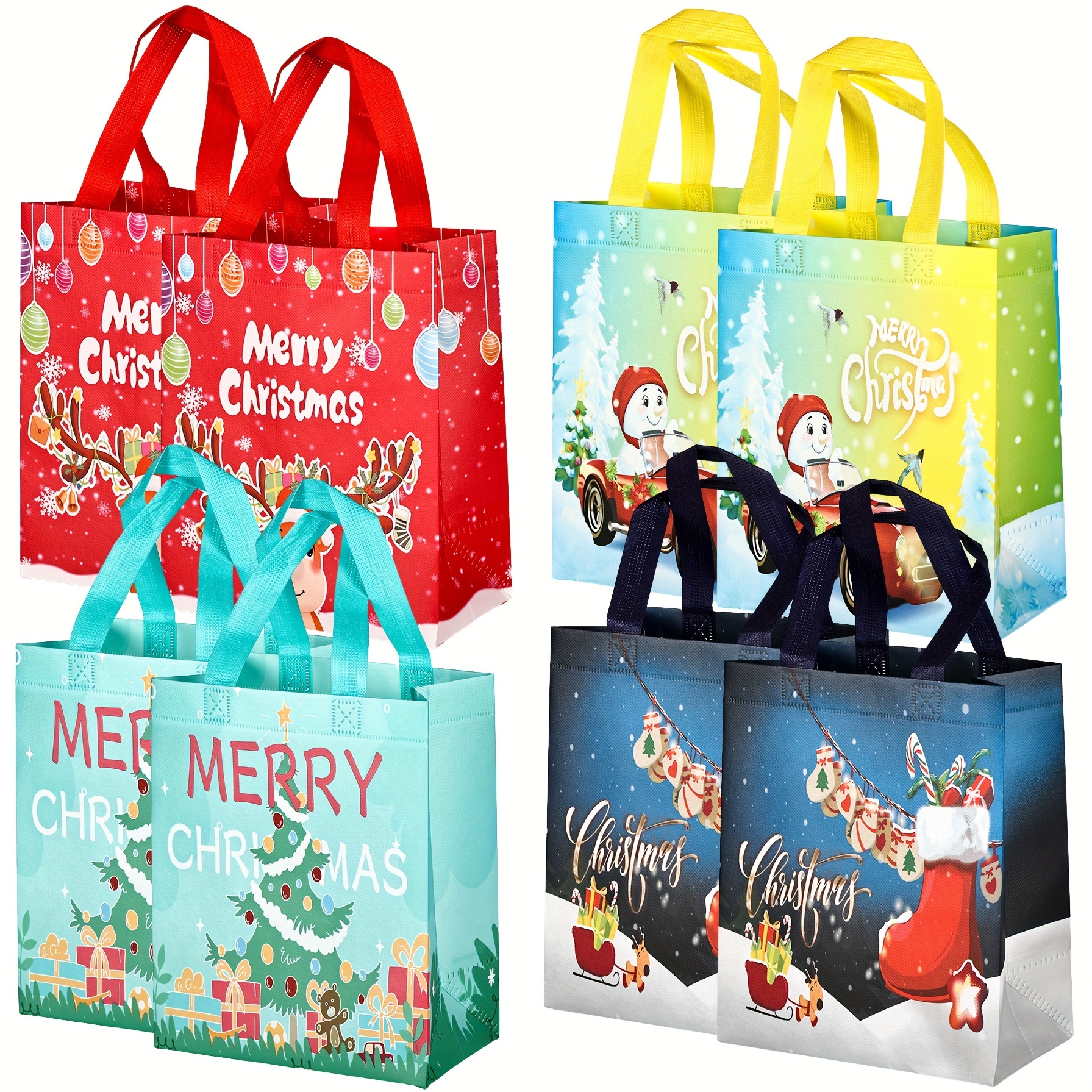 8pz sacchetti regalo natale manici borse tote in tessuto non